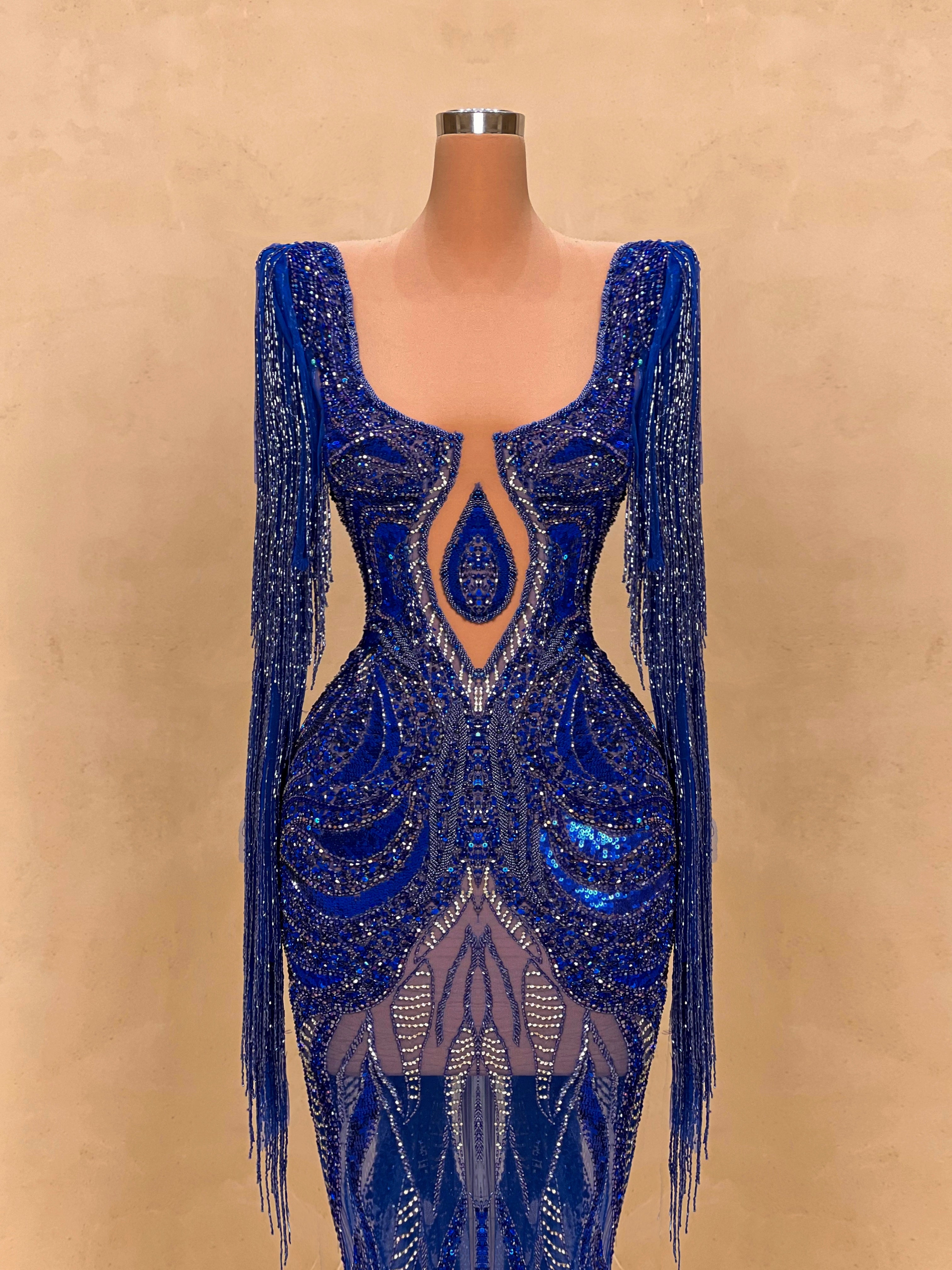 Royal Blue Sequin Cut-Out Evening Gown Valdrin Sahiti VALDRIN SAHITI Royal Blue Sequin Cut-Out Evening Gown Valdrin Sahiti VALDRIN SAHITI