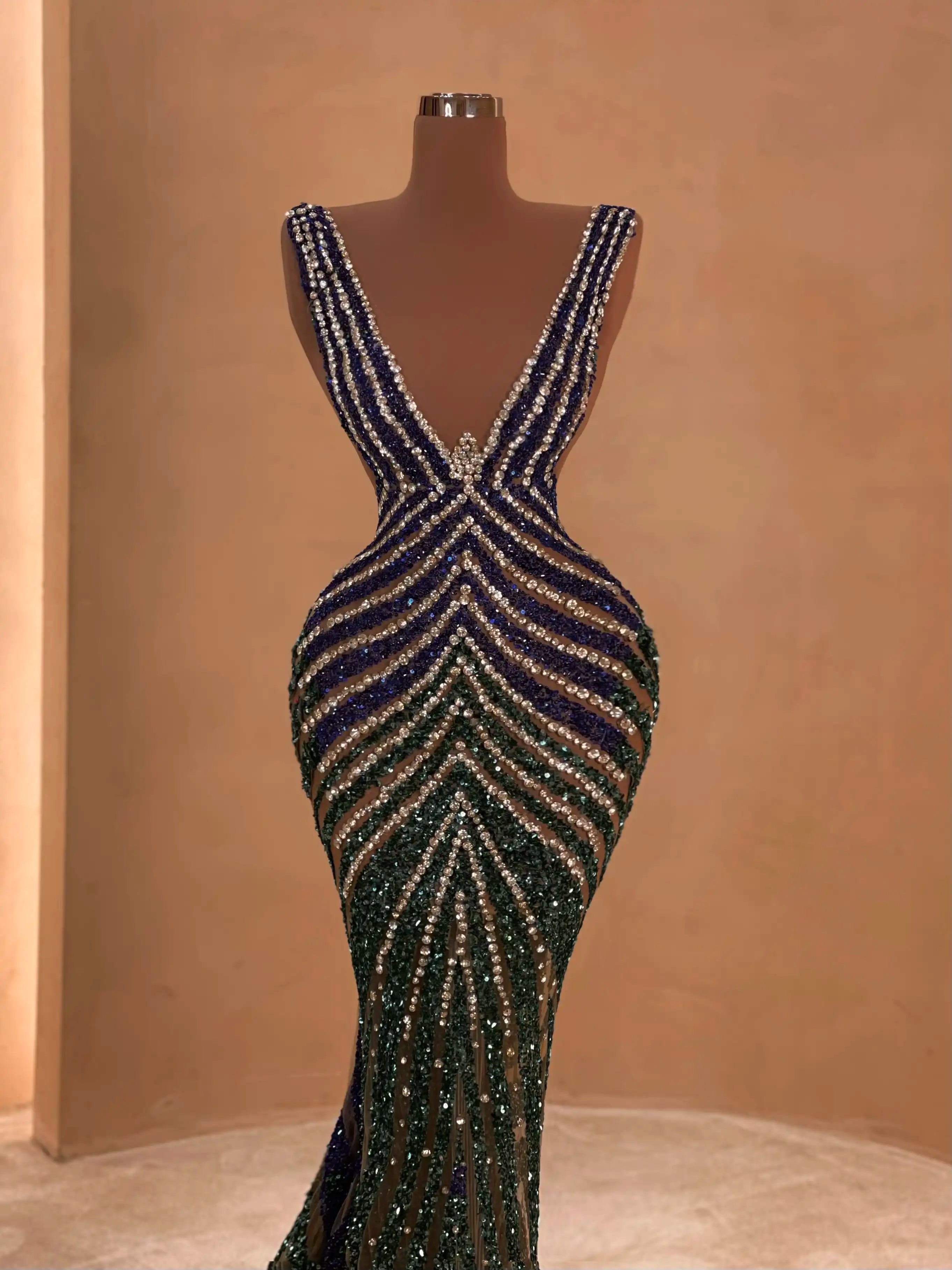 Emerald Beaded Hourglass Gown VALDRIN SAHITI Emerald Beaded Hourglass Gown VALDRIN SAHITI