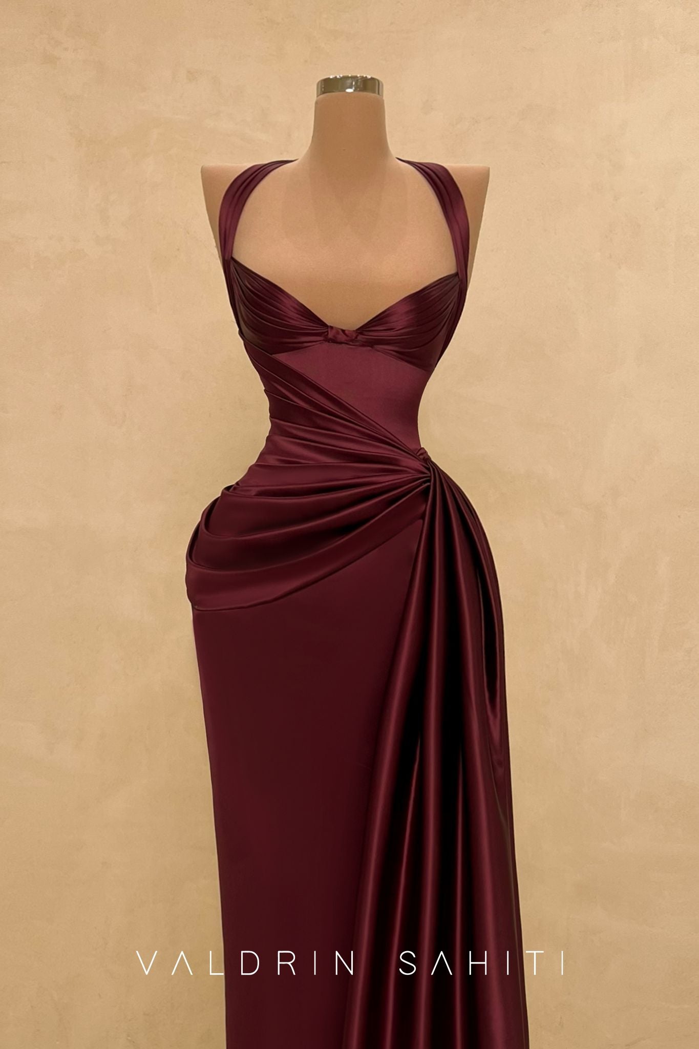 valdrin sahiti evening dress Gold Embellished Illusion Evening Gown