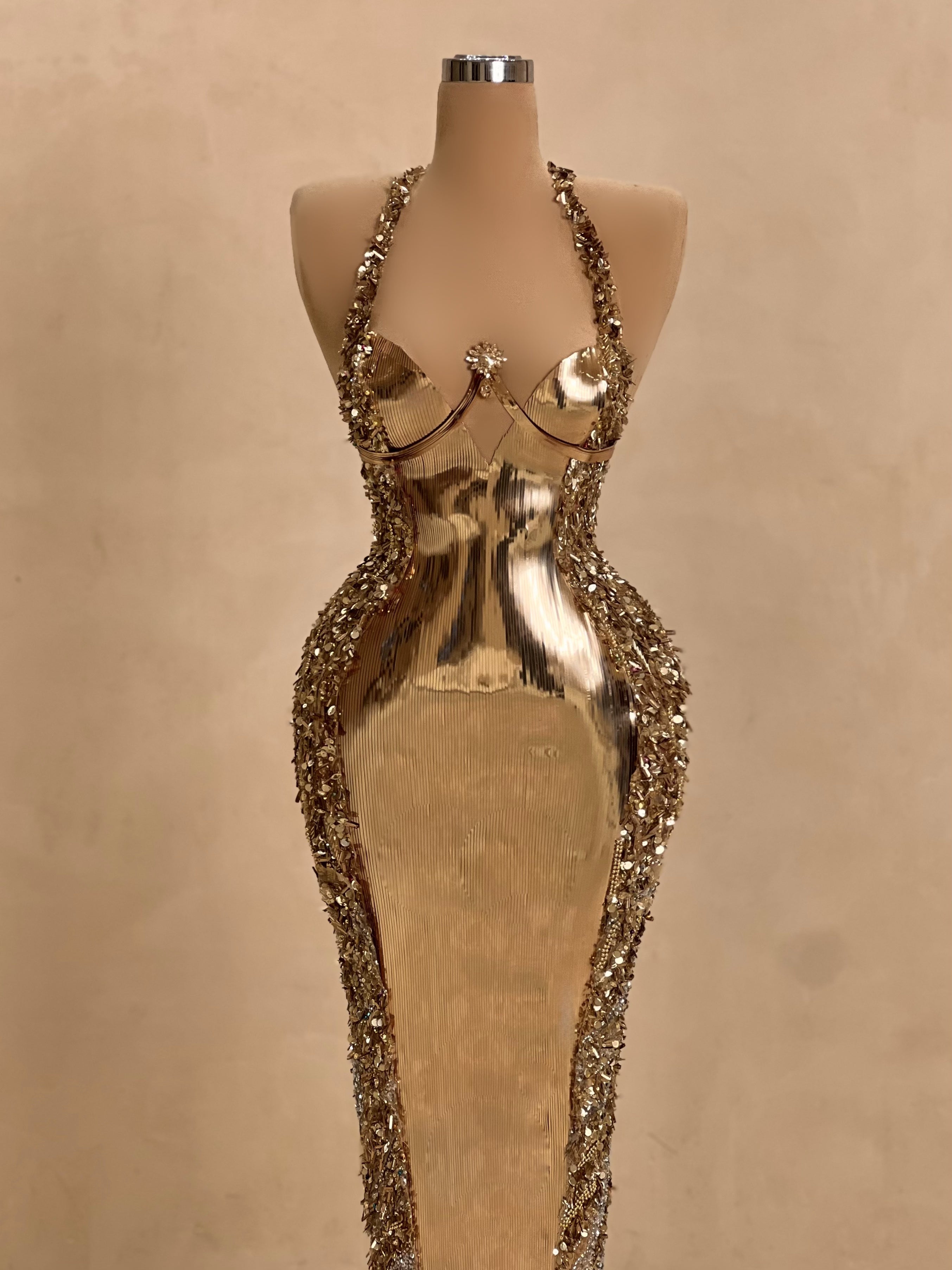 Gold Sculptural Metallic Gown VALDRIN SAHITI Gold Sculptural Metallic Gown VALDRIN SAHITI