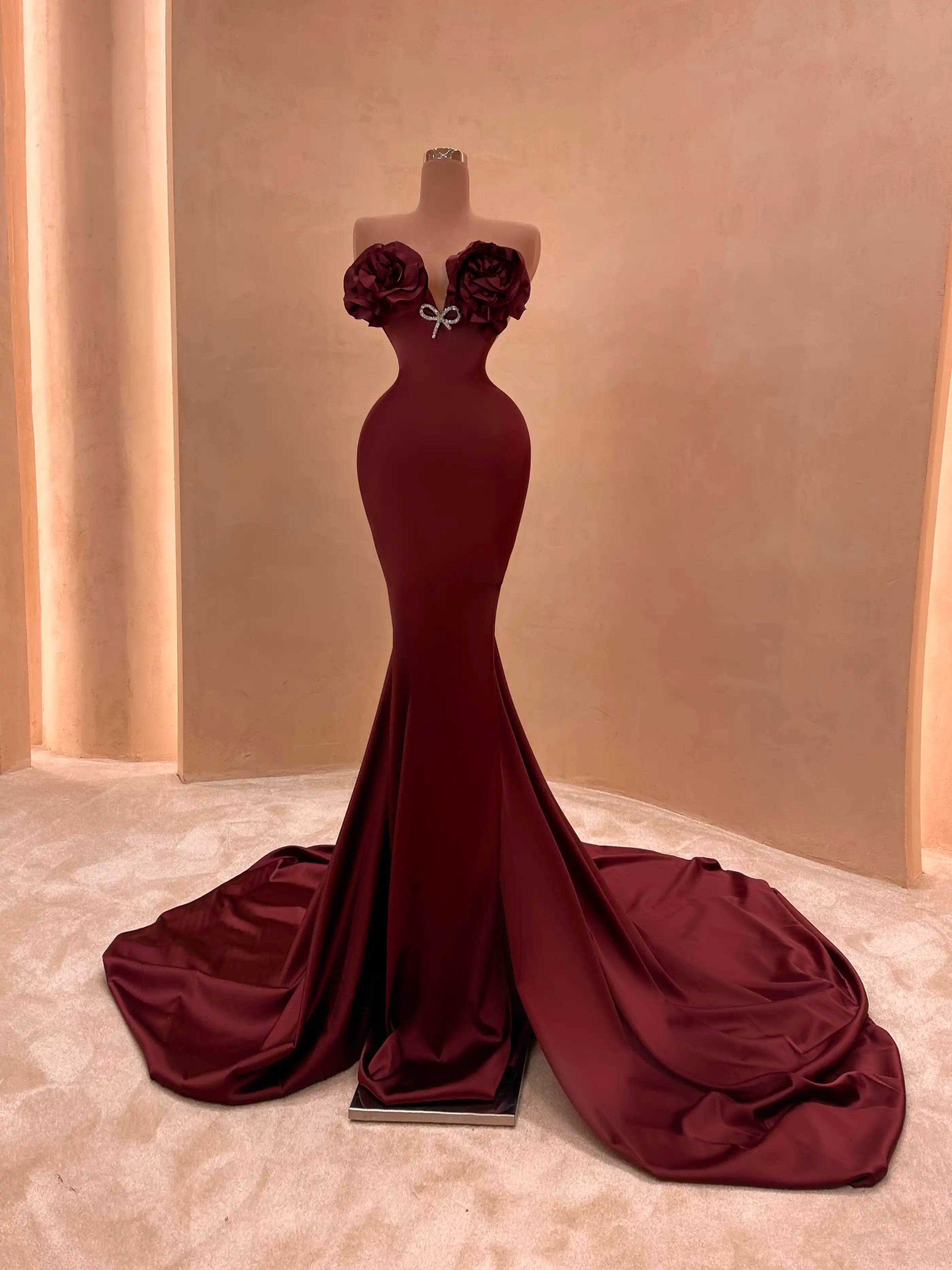 wine and silver dress Wine Crystal Embellished Gown VALDRIN SAHITI