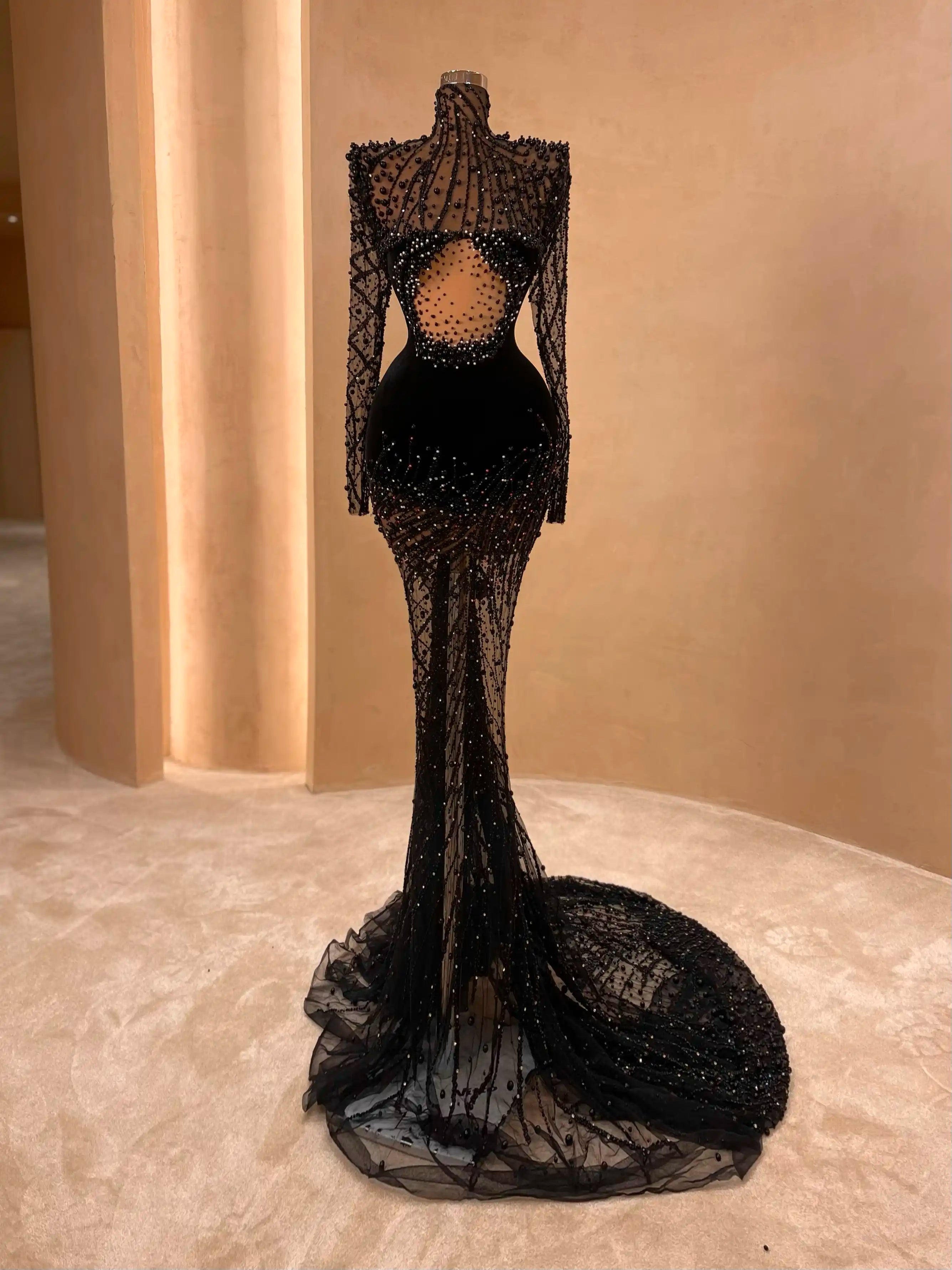 valdrin sahiti black dress Black Valdrin Sahiti Evening Gown