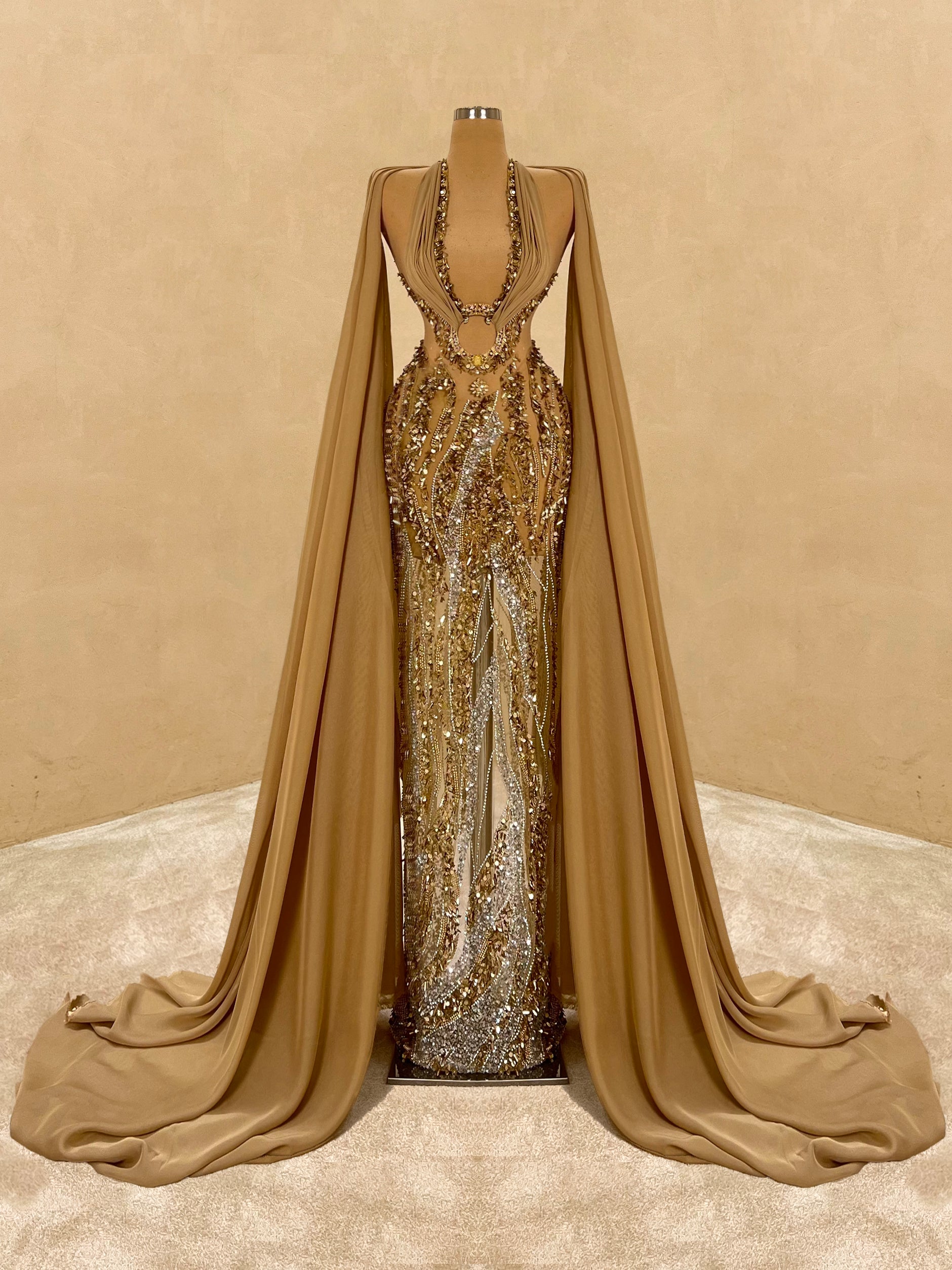 valdrin sahiti gold dress Gold Valdrin Sahiti Gown