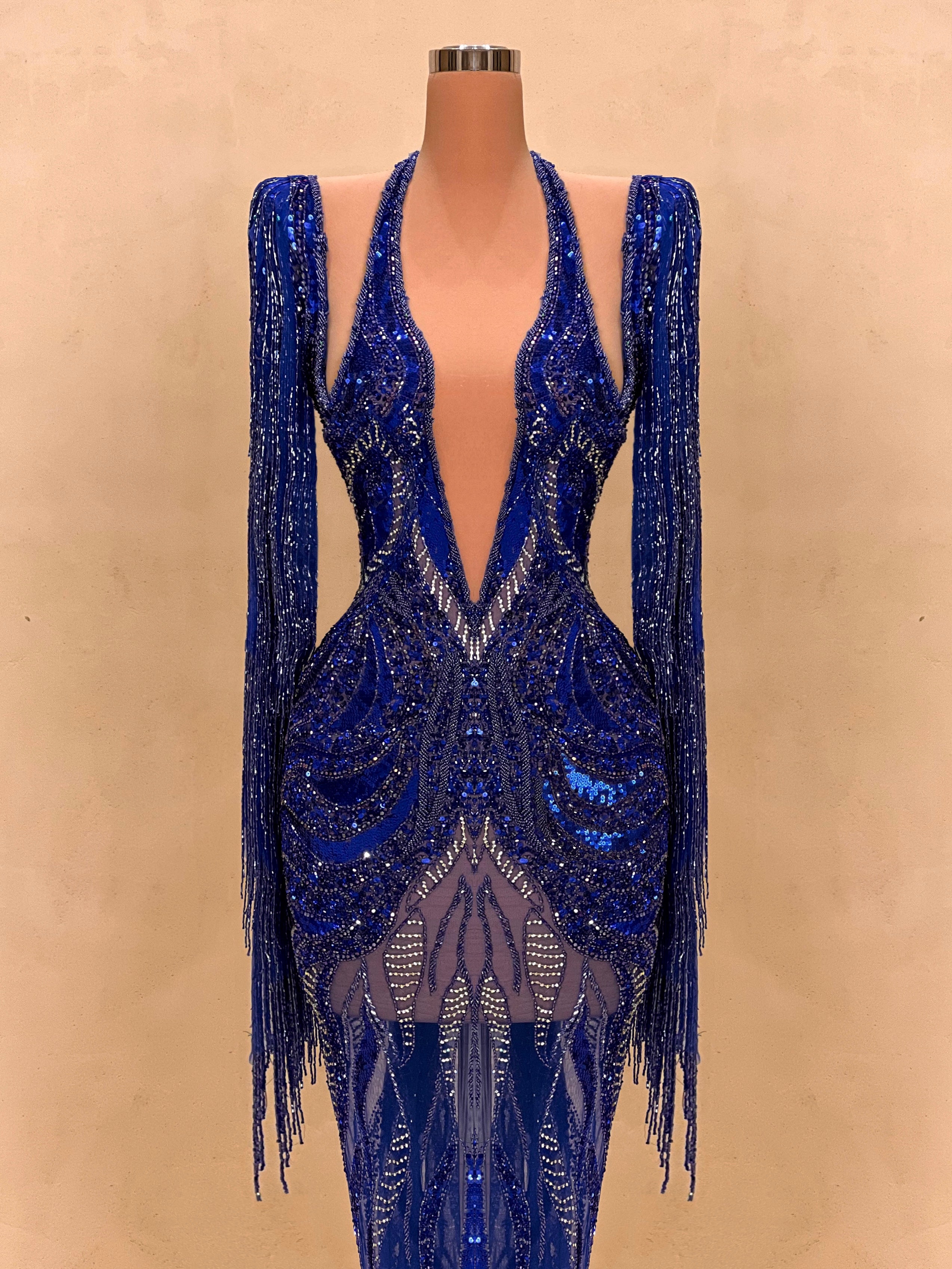 Royal Blue Sequin Cut-Out Evening Gown Valdrin Sahiti VALDRIN SAHITI Royal Blue Sequin Cut-Out Evening Gown Valdrin Sahiti VALDRIN SAHITI