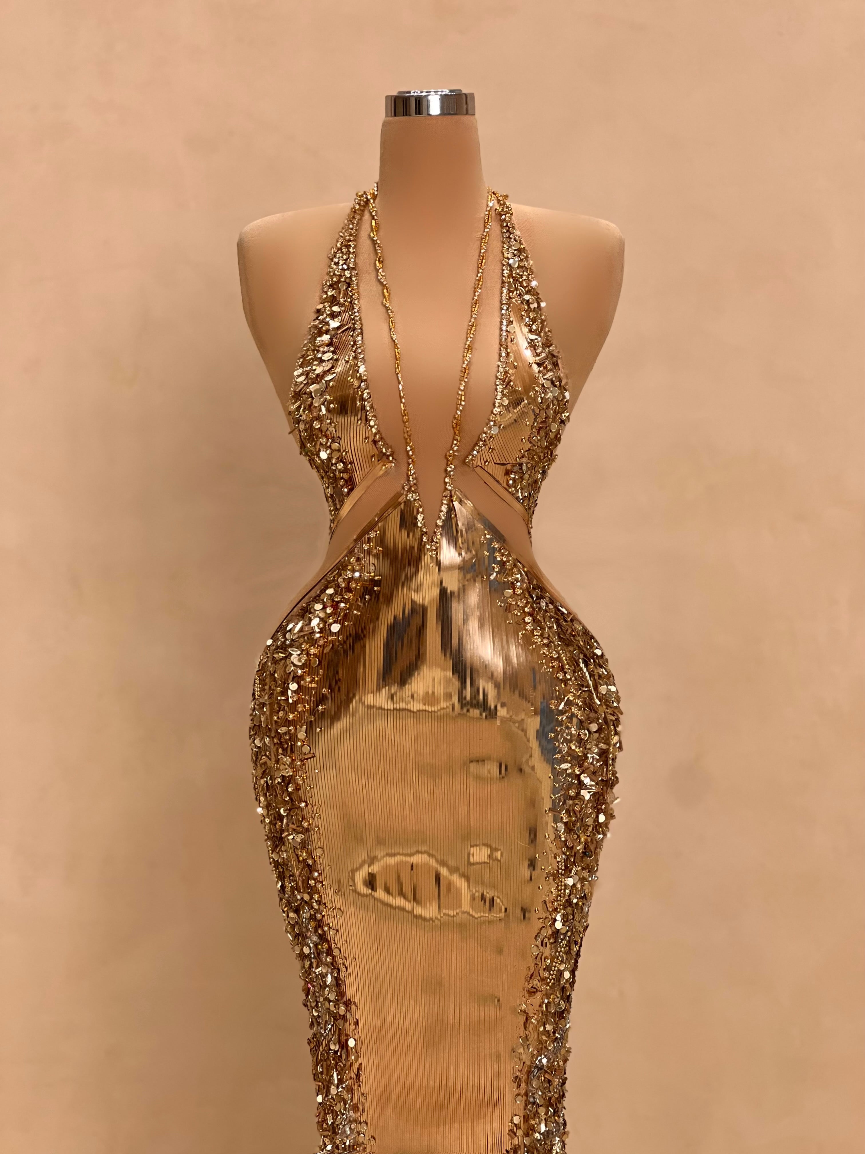 Gold Sculptural Metallic Gown VALDRIN SAHITI Gold Sculptural Metallic Gown VALDRIN SAHITI