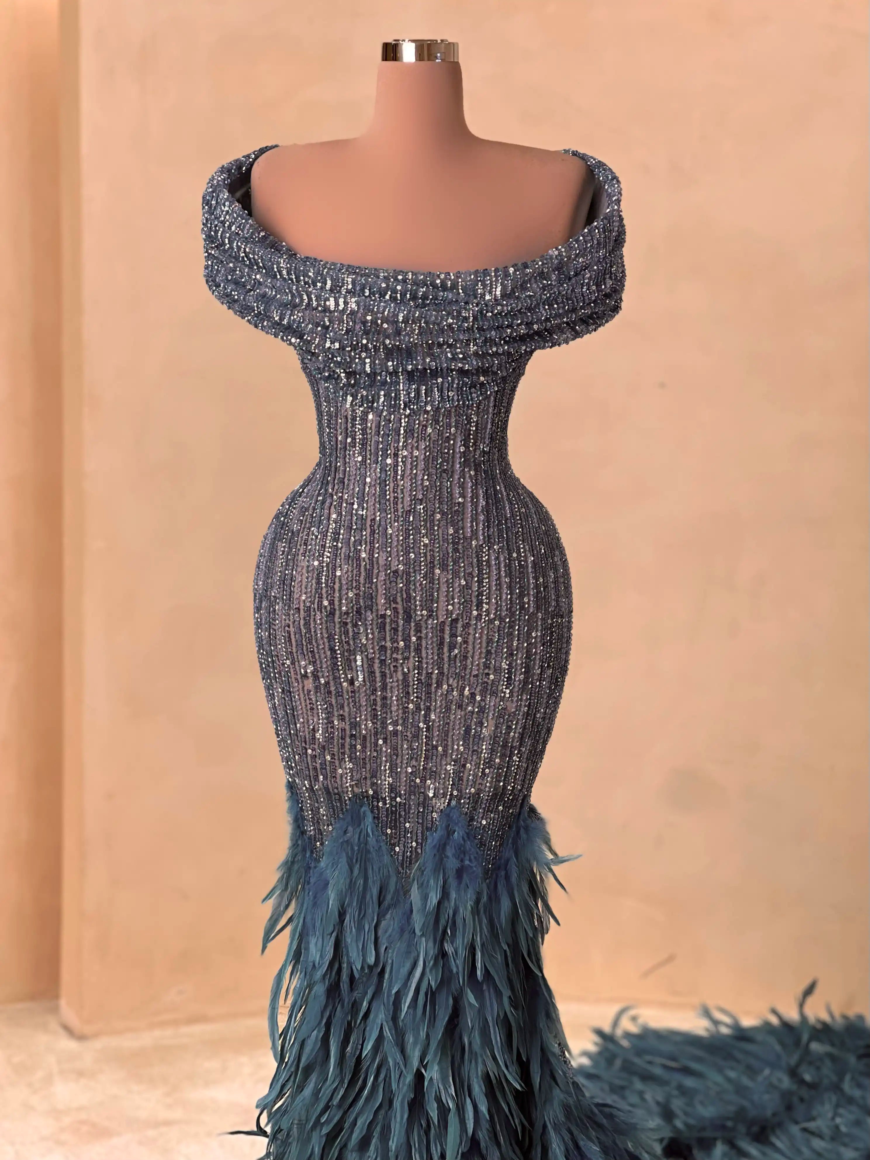 gunmetal evening dress Bianca