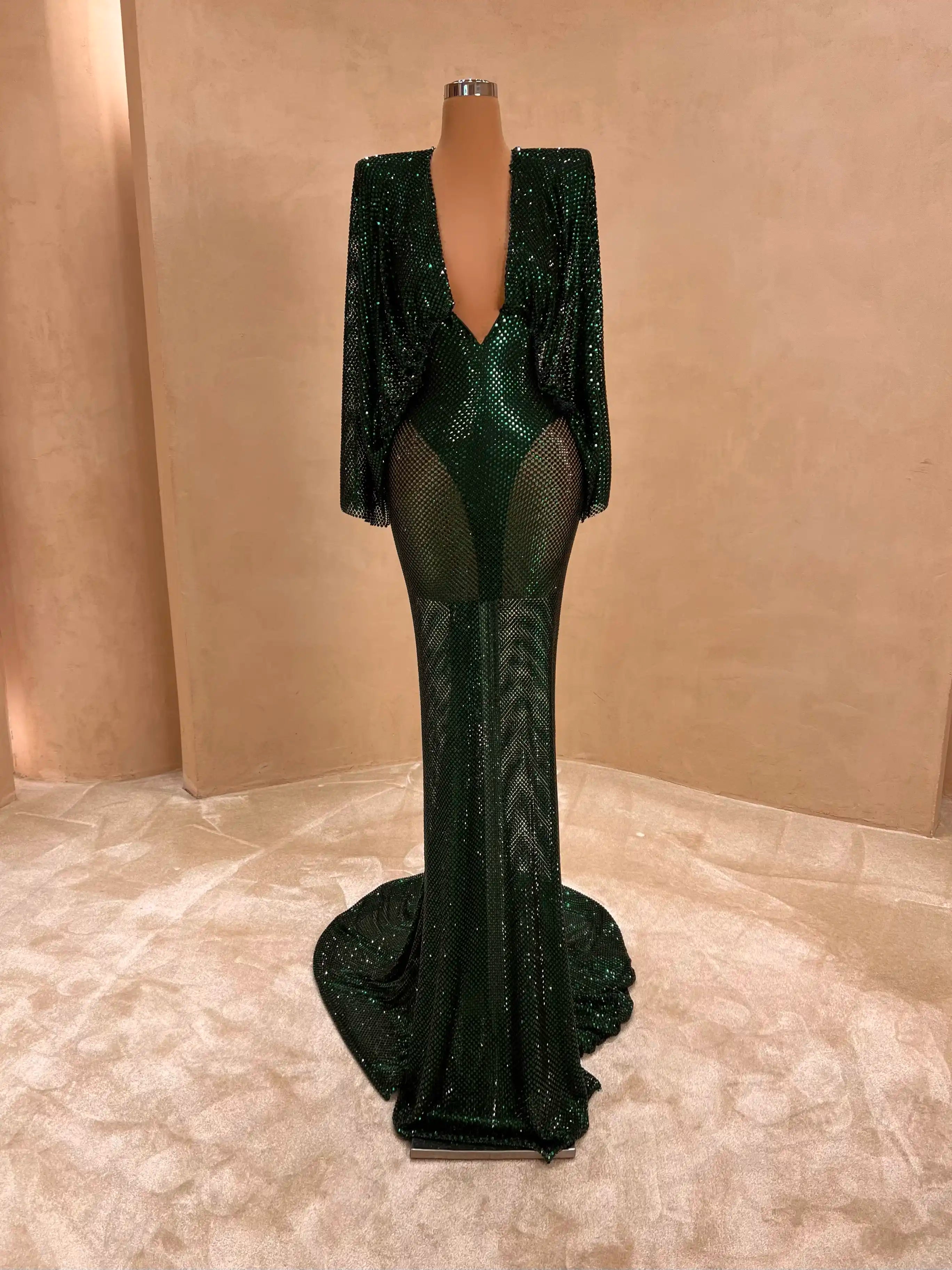 valdrin sahiti emerald green dress Emerald Beaded Hourglass Gown VALDRIN SAHITI