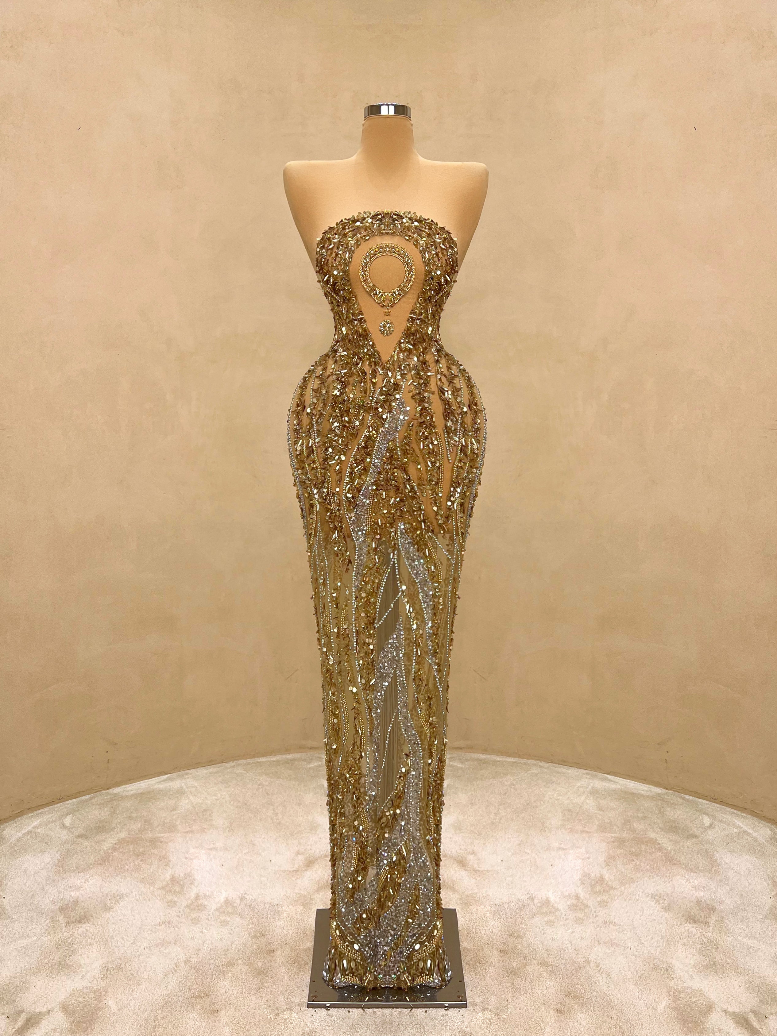 gold evening dresses south africa Gold sequin lace prom dress, evening gown, African clothing for women,