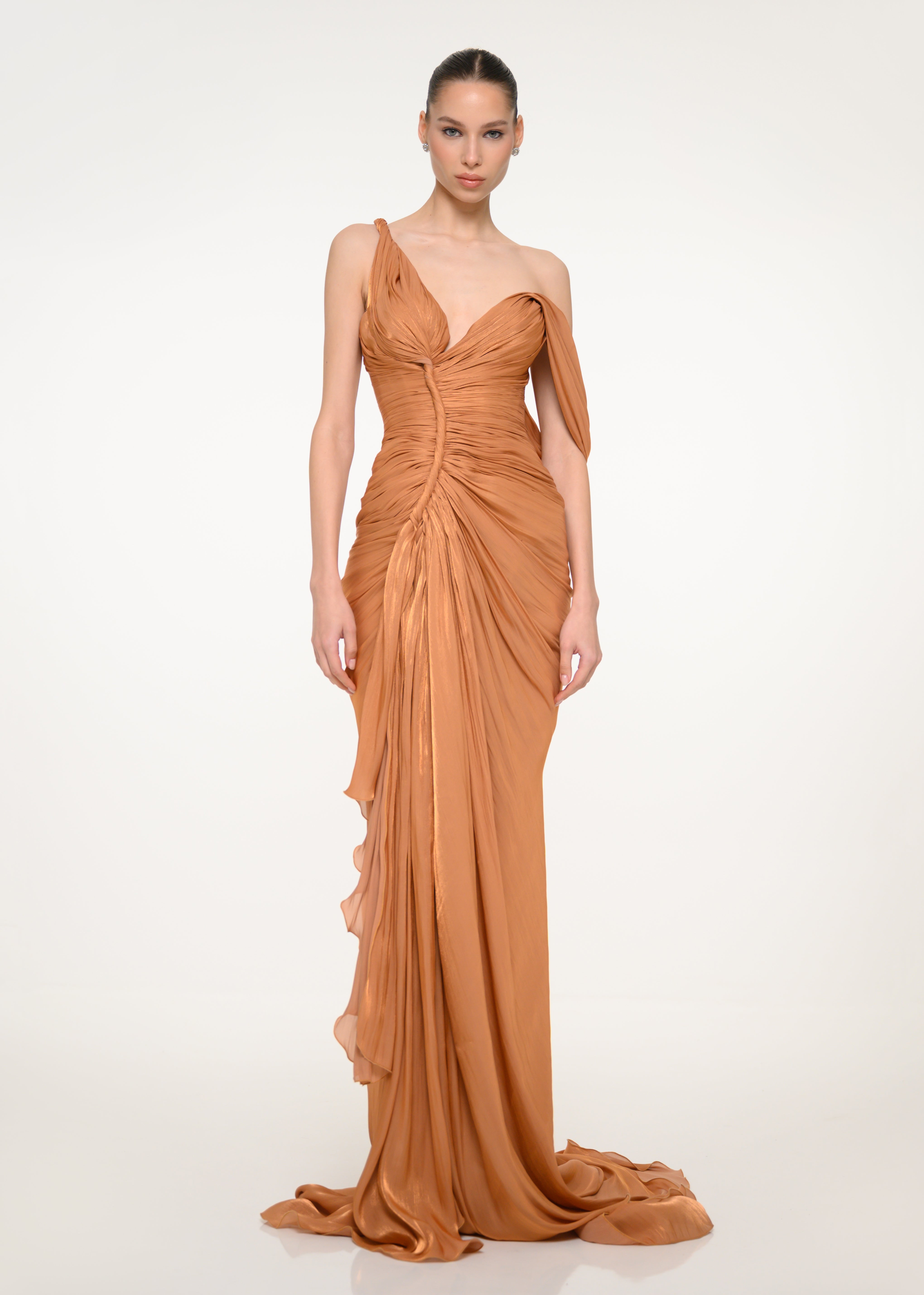 Bronze One-Shoulder Dress