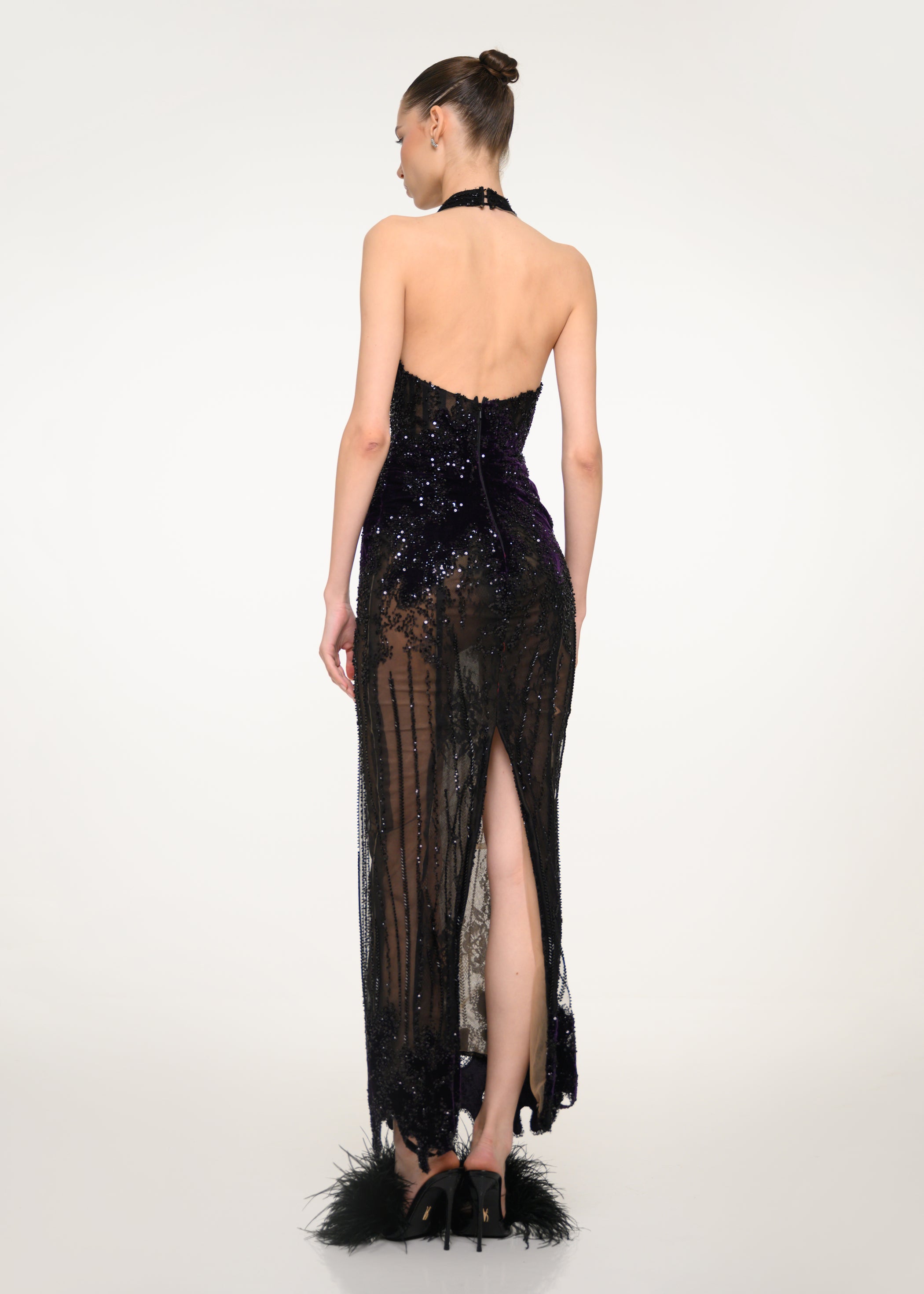 Black Lace Halter Dress – VALDRIN SAHITI