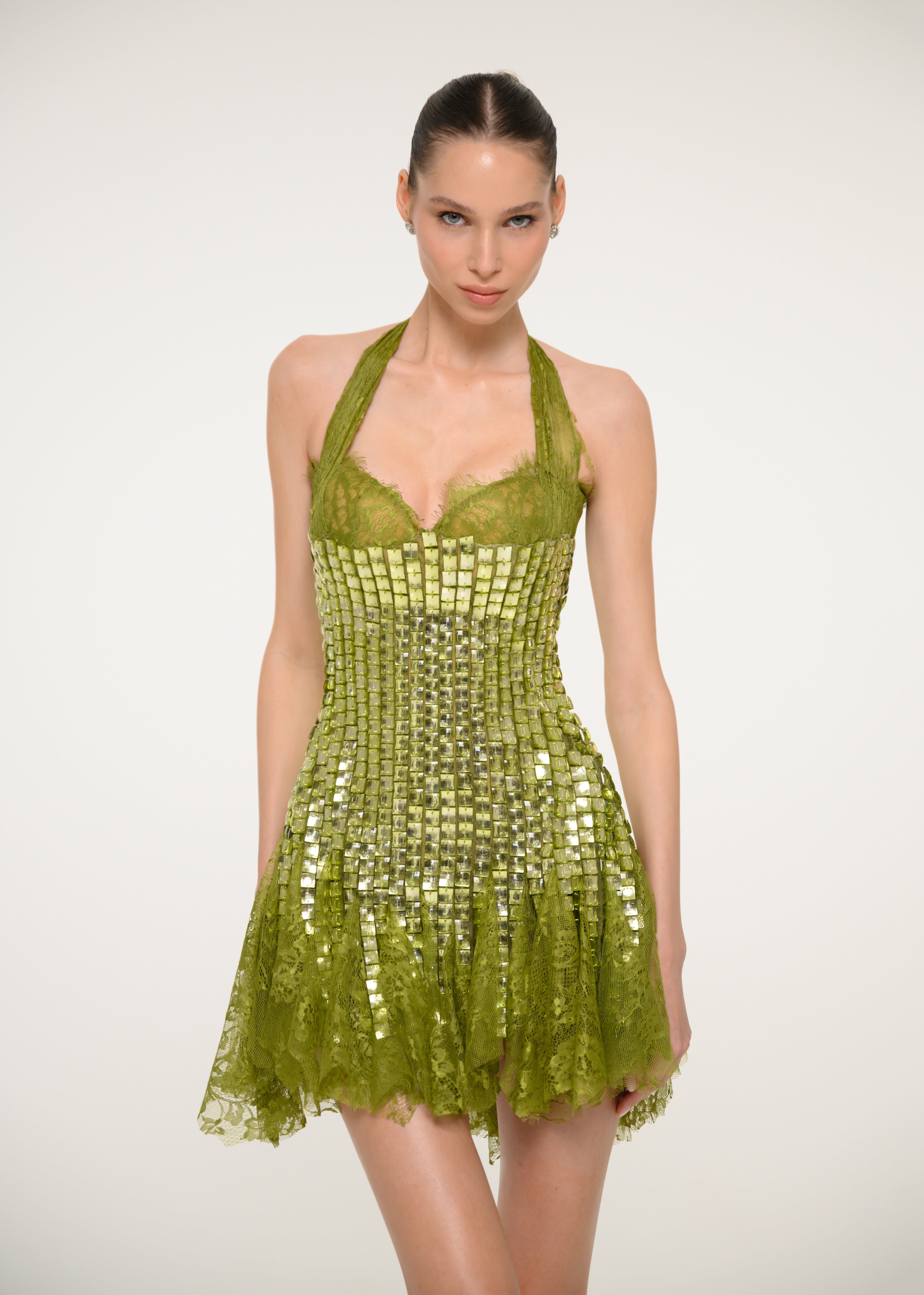 Green And Gold Short Dress Green Sequin Mini Dress VALDRIN SAHITI Green And Gold Short Dress Green Sequin Mini Dress VALDRIN SAHITI