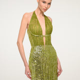 Green Sequin Halter Dress