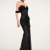 Black Dress with Corset Detail