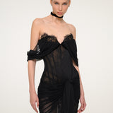 Black Dress with Corset Detail