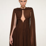 Brown Cape Gown with Flowing Silhouette