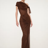 Brown One-Shoulder Dress
