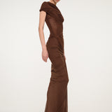 Brown One-Shoulder Dress