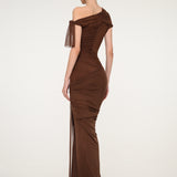 Brown One-Shoulder Dress