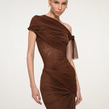 Brown One-Shoulder Dress