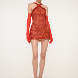 Red Crystal Mini Dress