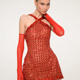 Red Crystal Mini Dress