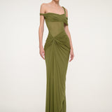 Olive Green One-Shoulder Dress