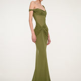 Olive Green One-Shoulder Dress
