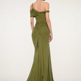 Olive Green One-Shoulder Dress