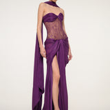 Purple Satin Corset Dress