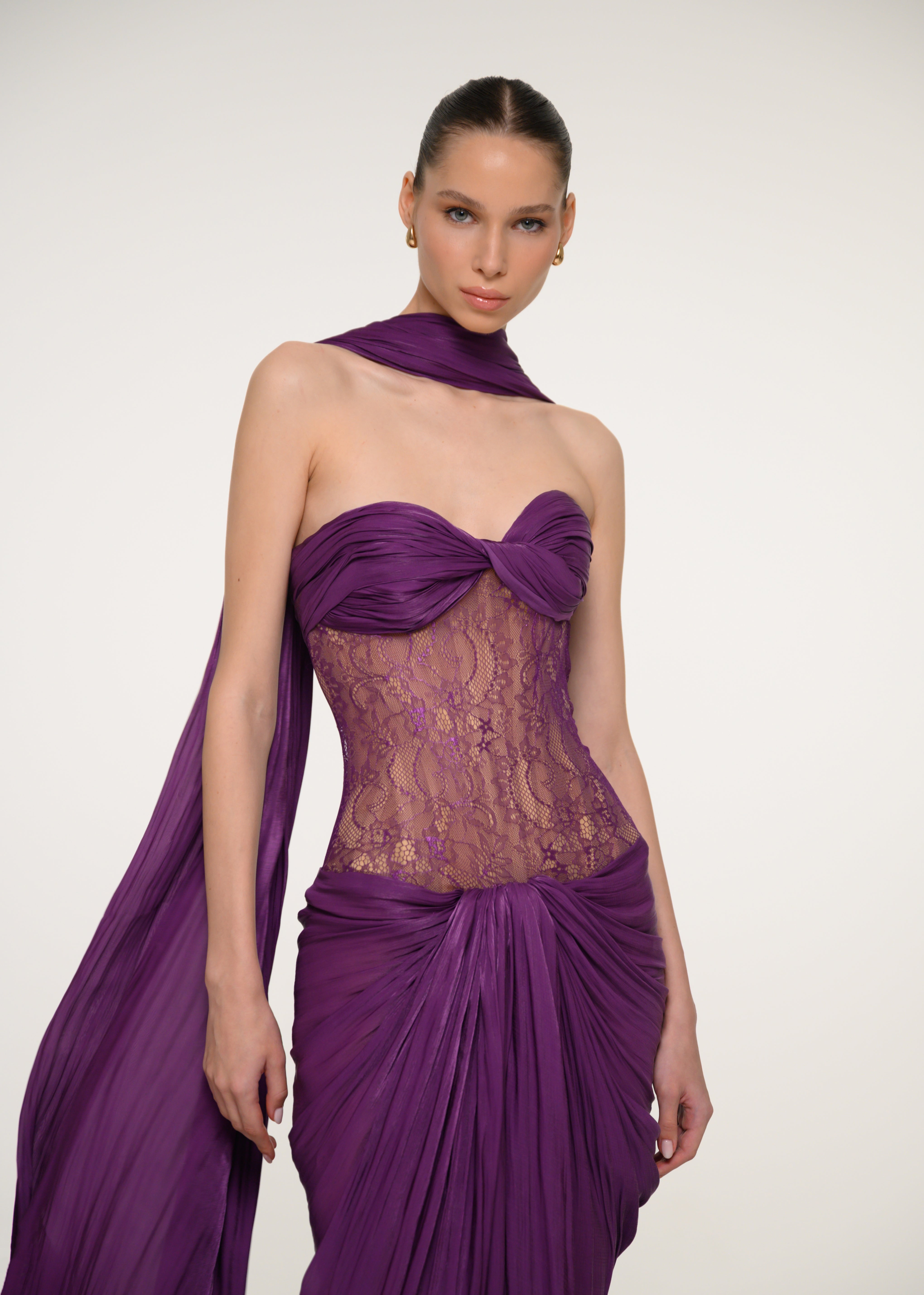 Purple Satin Corset Dress – VALDRIN SAHITI