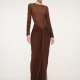 Brown Long-Sleeve Dress
