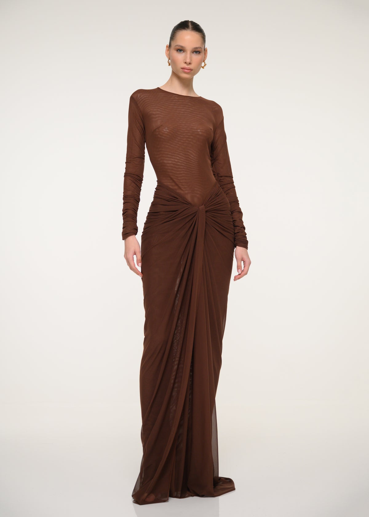 long sleeve brown dress formal Long-Sleeve – VALDRIN SAHITI Size:2 - (US6-8) Zapaka Women Retro Dress Grouped Size Filter_Kids::2T The Cece Long Sleeve