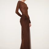 Brown Long-Sleeve Dress