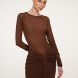 Brown Long-Sleeve Dress