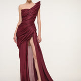 Burgundy One-Shoulder Dress
