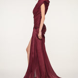 Burgundy One-Shoulder Dress