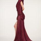 Burgundy One-Shoulder Dress