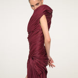 Burgundy One-Shoulder Dress