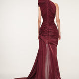 Burgundy One-Shoulder Dress