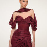 Burgundy Dress with Open Back