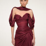 Burgundy Dress with Open Back