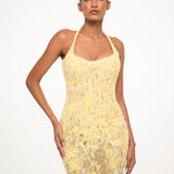 Yellow Lace Sheer Dress