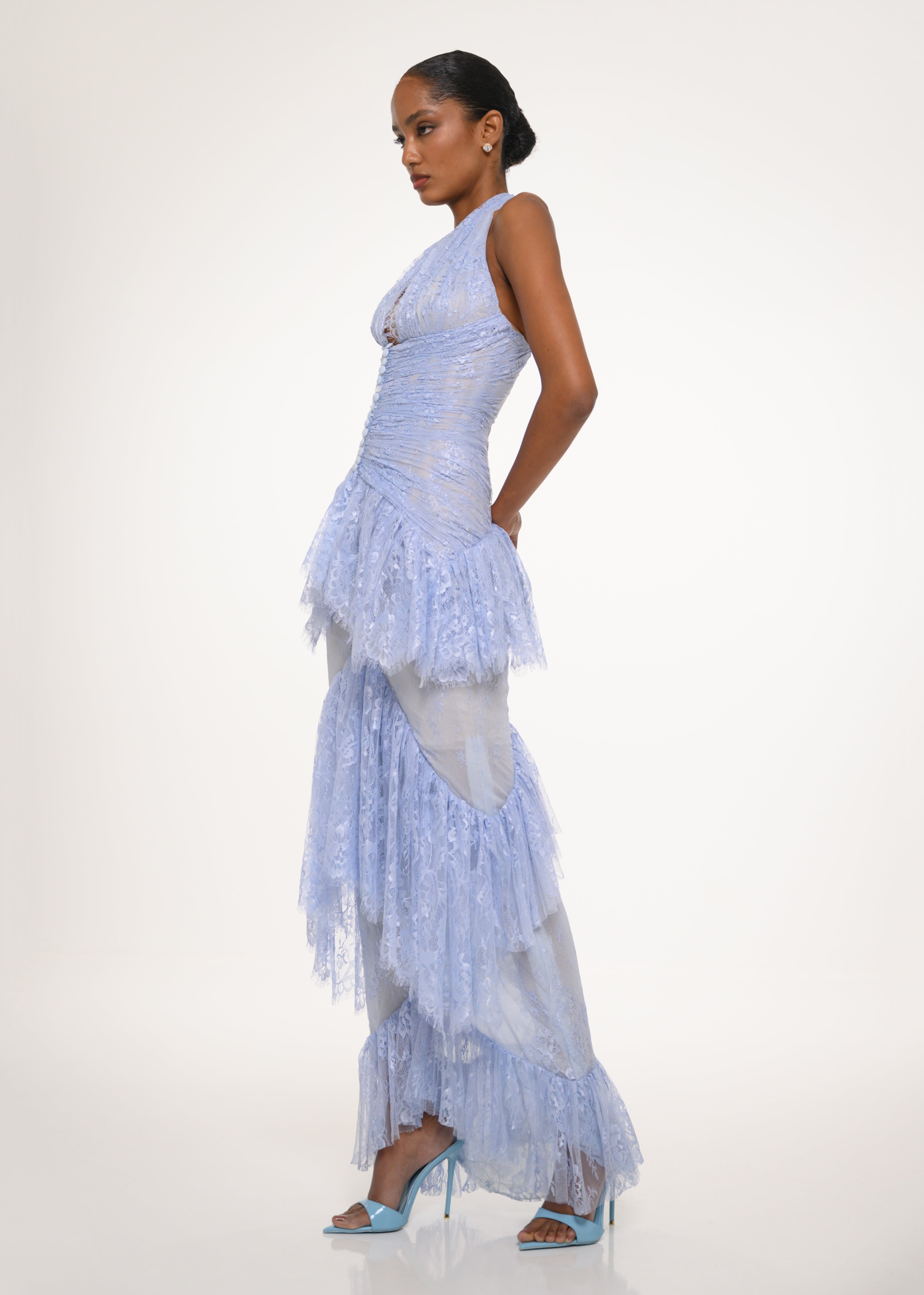 Powder Blue Lace Dress – VALDRIN SAHITI