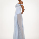 Ice Blue Draped Corset Gown
