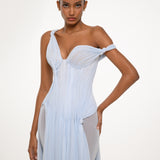 Ice Blue Draped Corset Gown
