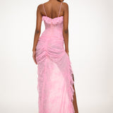 Rose Lace Slit Dress