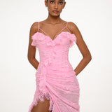 Rose Lace Slit Dress