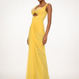 Yellow Draped Cutout Dress