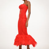 Red Lace Corset Mermaid Dress