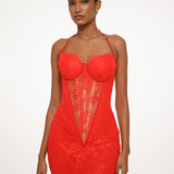 Red Lace Corset Mermaid Dress